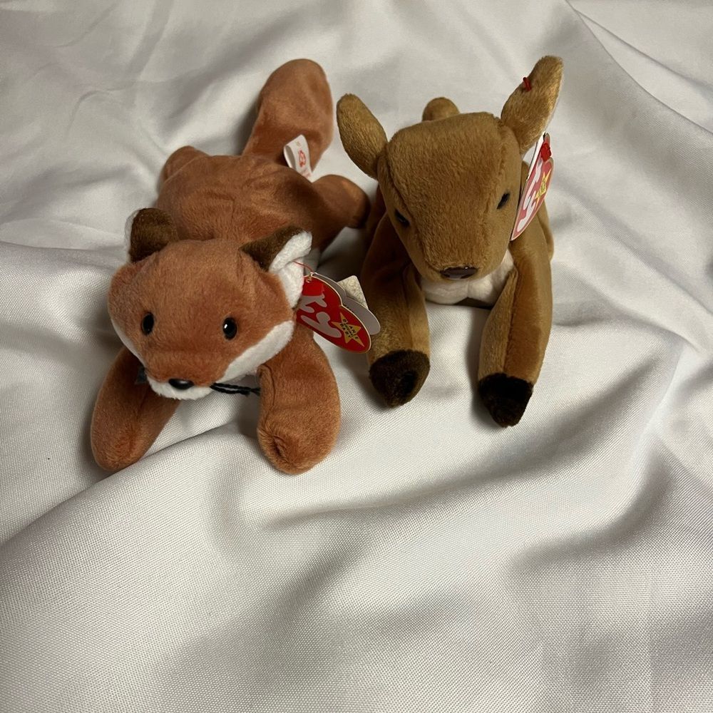 Ty Beanie Babies Whisper‎ Deer Plush - Brown and White